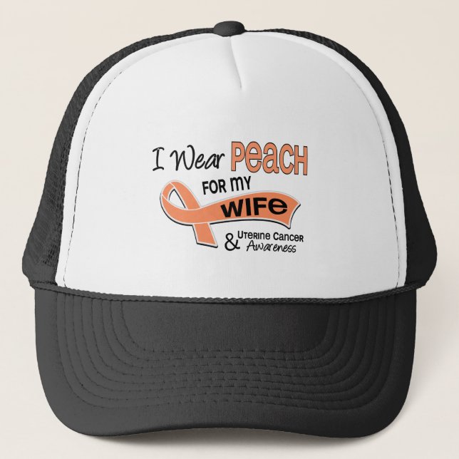 I Wear Peach 42 Wife Uterine Cancer Trucker Hat (Front)