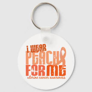 I Wear Peach For Me 6.4 Uterine Cancer Keychain