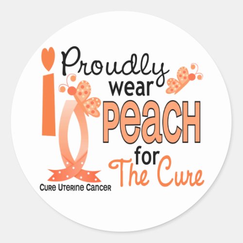I Wear Peach For The Cure 27 Uterine Cancer Classic Round Sticker