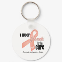 I Wear Peach For The Cure - Uterine Cancer Keychain
