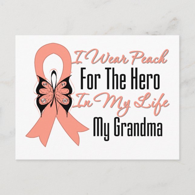 I Wear Peach For The Hero in My Life...My Grandma Postcard (Front)
