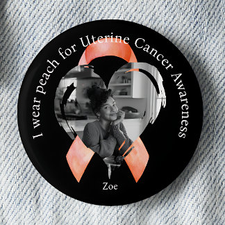 I Wear Peach for Uterine Cancer Awareness Photo Button