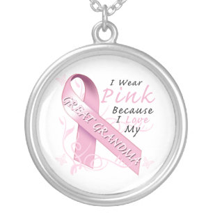 I Wear Pink Because I Love My Great Grandma Silver Plated Necklace