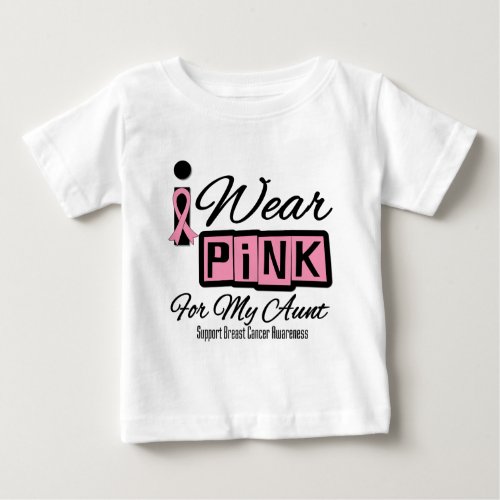 I Wear Pink Breast Cancer Aunt Retro Baby T_Shirt