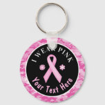 I Wear Pink Breast Cancer Awareness Camouflage Key Keychain at Zazzle