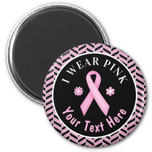 I Wear Pink Breast Cancer Awareness Herringbone Ma Magnet