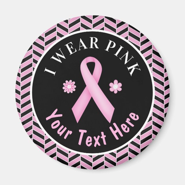 I Wear Pink Breast Cancer Awareness Herringbone Ma Magnet (Front)