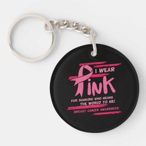 I Wear Pink Breast Cancer Awareness Keychain