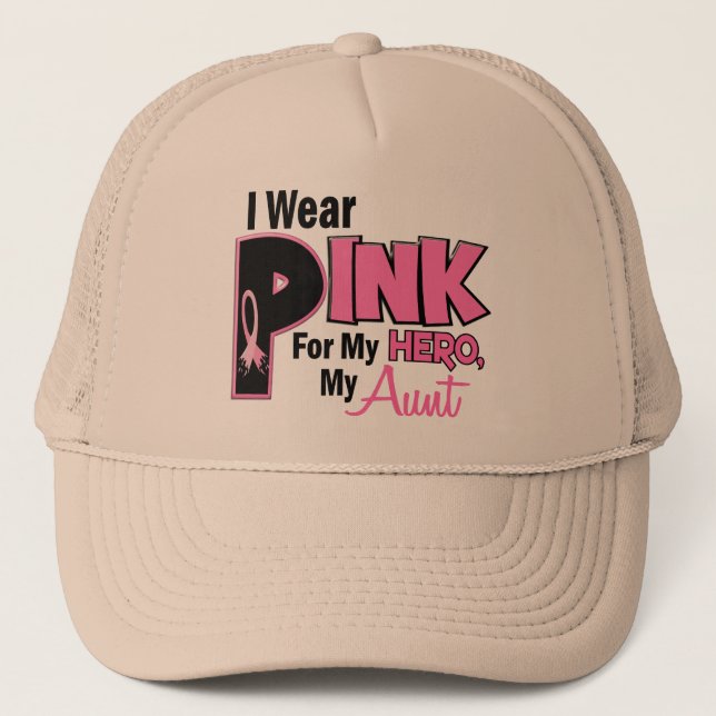 I Wear Pink For My Aunt 19 BREAST CANCER Trucker Hat (Front)