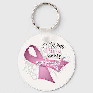 I Wear Pink For My Aunt Breast Cancer Awareness Keychain
