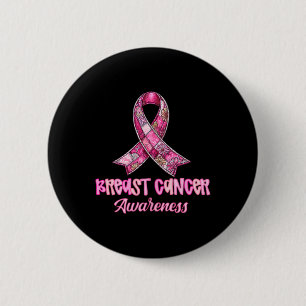 I Wear Pink For My Aunt Patchwork Ribbon Breast Ca Button