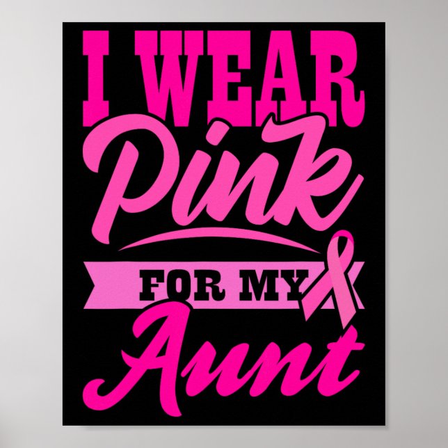 I WEAR PINK FOR MY AUNT World Cancer Day Gift Pink Poster (Front)