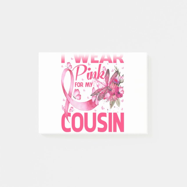 I Wear Pink For My Cousin Dragonfly Breast Cancer Post-it Notes (Front)