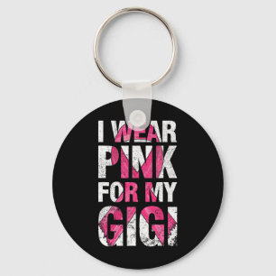 I Wear Pink For My Gigi Breast Cancer Survivor Rib Keychain