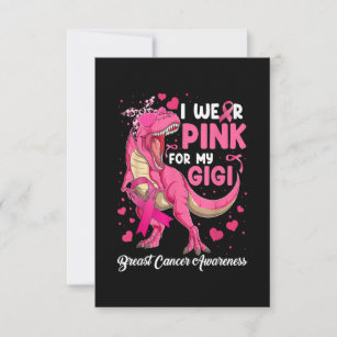 I Wear Pink for My Gigi Funny Dinosaur T Rex Breas Thank You Card