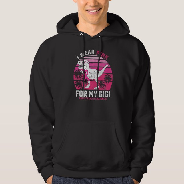 I Wear Pink For My Gigi Rex Dinosaur Ribbon Toddle Hoodie (Front)