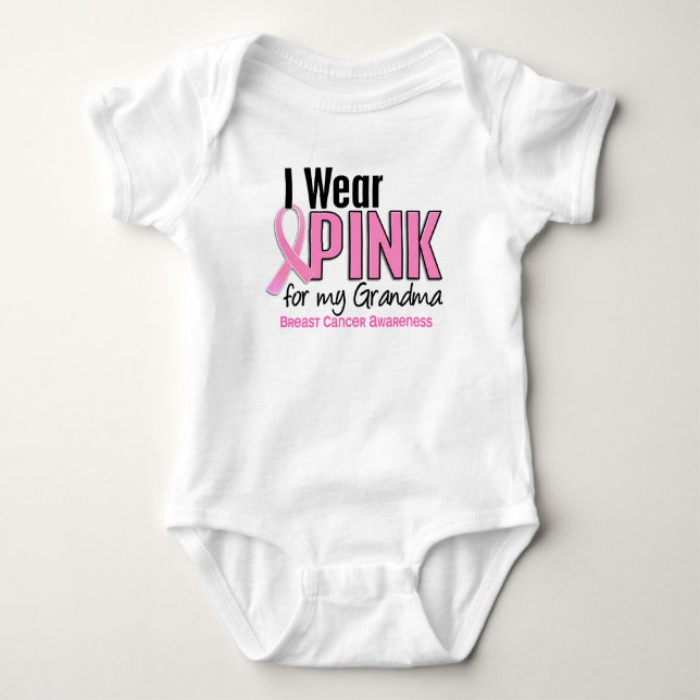 I Wear Pink For My Grandma 10 Breast Cancer Baby Bodysuit (Front)