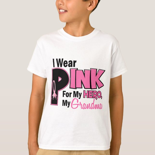 I Wear Pink For My Grandma 19 BREAST CANCER T-Shirt (Front)