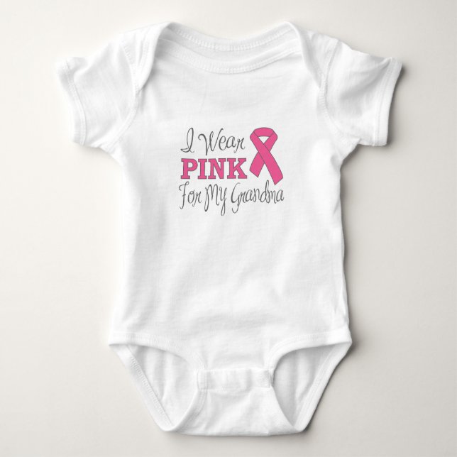 I Wear Pink For My Grandma (Pink Ribbon Version C) Baby Bodysuit (Front)