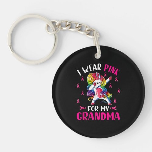I Wear Pink For My Grandma _ Unicorn Keychain