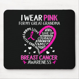 I Wear Pink For My Great Grandma Breast Cancer Awa Mouse Pad