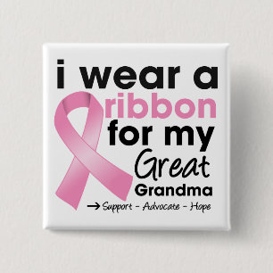 I Wear Pink For My Great-Grandma Breast Cancer Button
