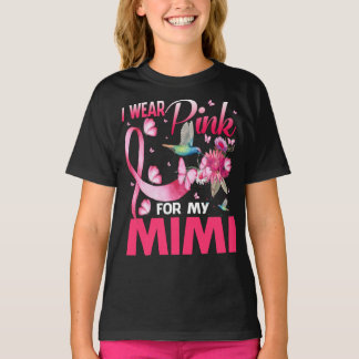 I Wear Pink For My Mimi Hummingbird Breast Cancer  T-Shirt