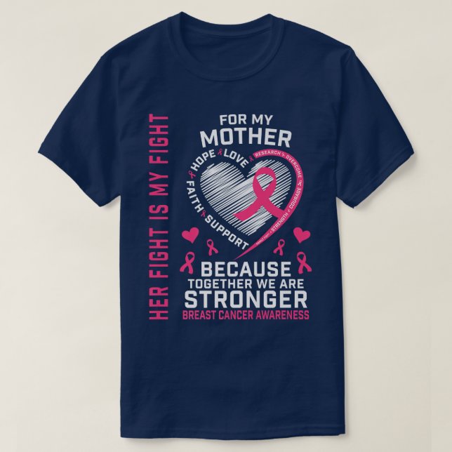 I Wear Pink For My Mom Breast Cancer Awareness Fam T-Shirt (Design Front)