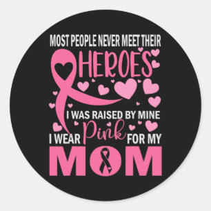 I Wear Pink For My Mom Breast Cancer Awareness Kid Classic Round Sticker