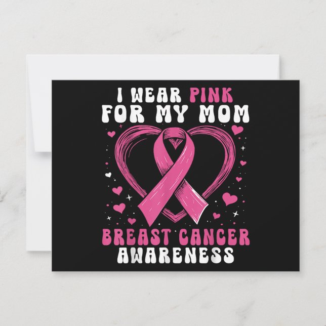 I Wear Pink For My Mom Breast Cancer Awareness Sup Holiday Card (Front)