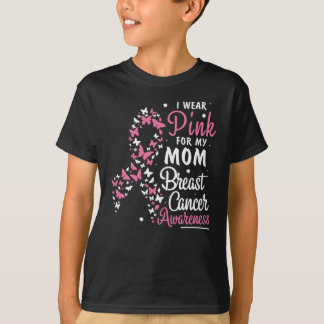 I Wear Pink for My Mom Breast Cancer Butterfly T-Shirt