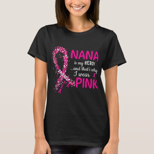 I Wear Pink For My Nana Ribbon Pink Heart  T_Shirt