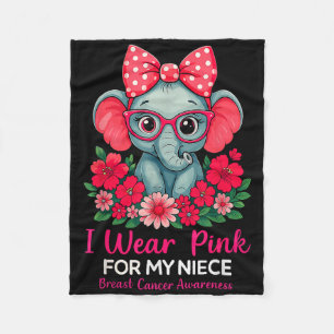 I Wear Pink For My Niece Elephant Breast Cancer Aw Fleece Blanket