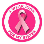 I WEAR PINK FOR MY SISTER CLASSIC ROUND STICKER