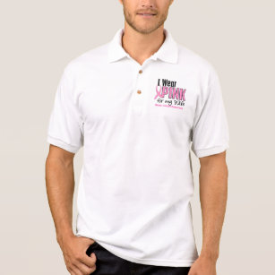 Breast Cancer Tri Blend Wicking Polo Pink Ribbon Pocket Print
