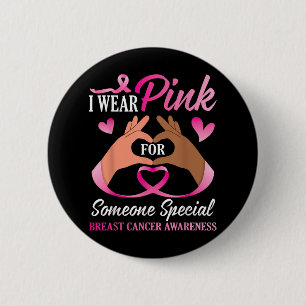 I Wear Pink Gnome Breast Cancer Awareness Button