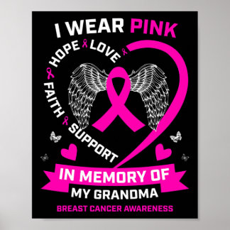 I Wear Pink In Memory Of My Grandma Breast Cancer  Poster