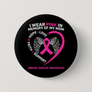 I Wear Pink In Memory Of My Mom Breast Cancer Button