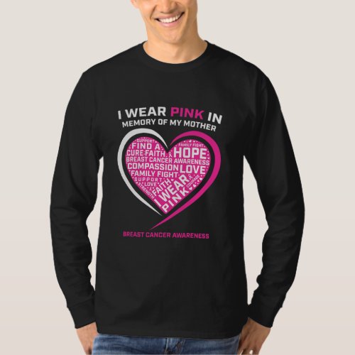 I Wear Pink In Memory Of My Mom Breast Cancer T_Shirt