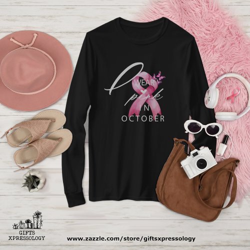 I Wear Pink in October Breast Cancer Awareness T_Shirt