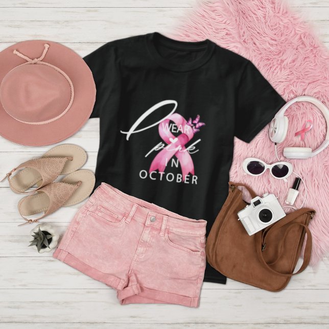 I Wear Pink in October Breast Cancer Awareness T-Shirt (Creator Uploaded)