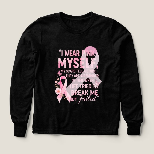 I Wear Pink Inspirational Cancer Survivor  Tri-Blend Shirts (Design Front)