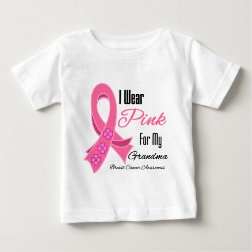 I Wear Pink Ribbon Breast Cancer Grandma Baby T_Shirt