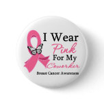 I Wear Pink Ribbon Coworker Breast Cancer Pinback Button