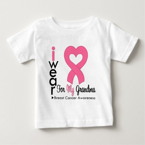 I Wear Pink Ribbon For My Grandma Breast Cancer Baby T_Shirt