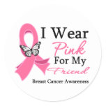 I Wear Pink Ribbon Friend Breast Cancer Classic Round Sticker