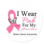 I Wear Pink Ribbon Grandma Breast Cancer Classic Round Sticker