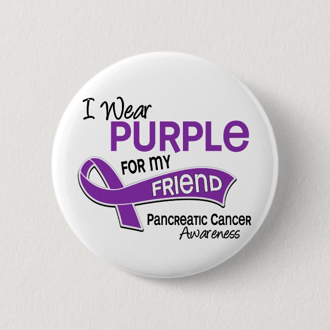 I Wear Purple 42 Friend Pancreatic Cancer Button (Front)