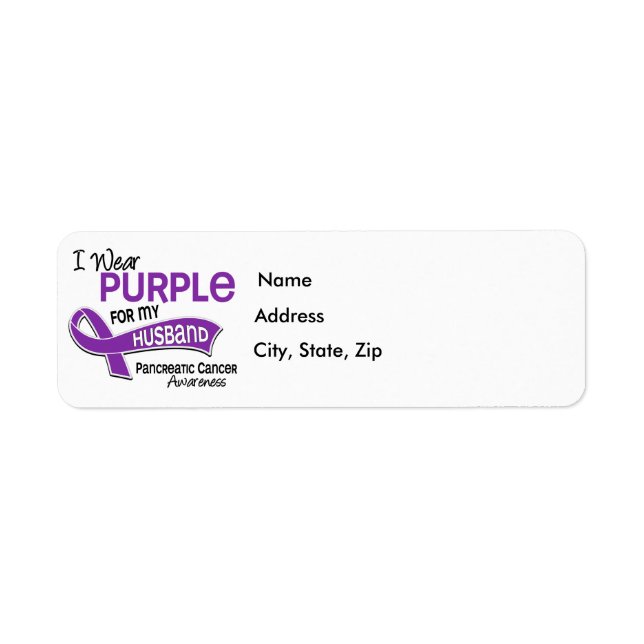 I Wear Purple 42 Husband Pancreatic Cancer Label (Front)