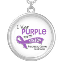 I Wear Purple 42 Sister Pancreatic Cancer Silver Plated Necklace